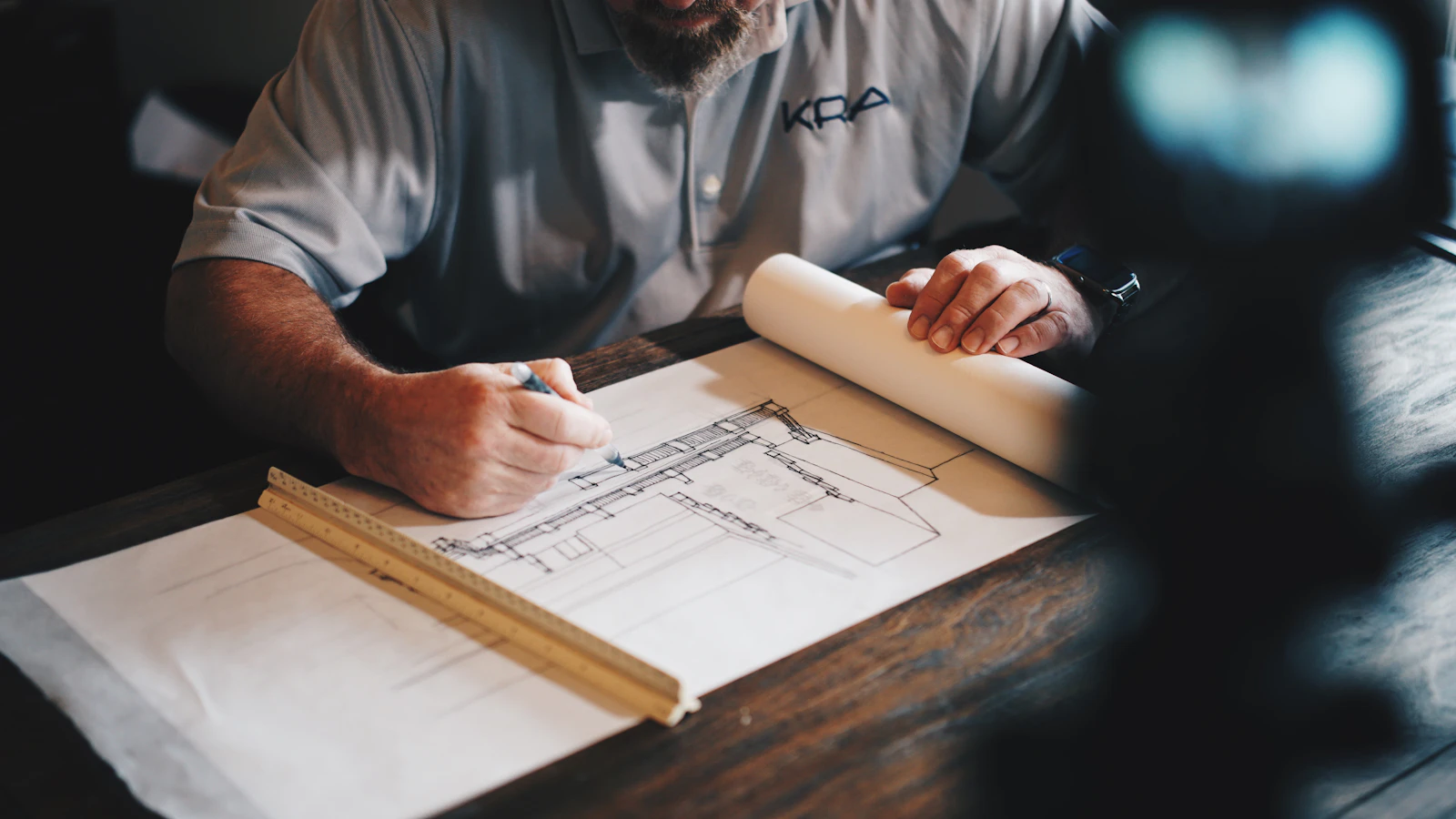 Architectural blueprint drawings of a building project